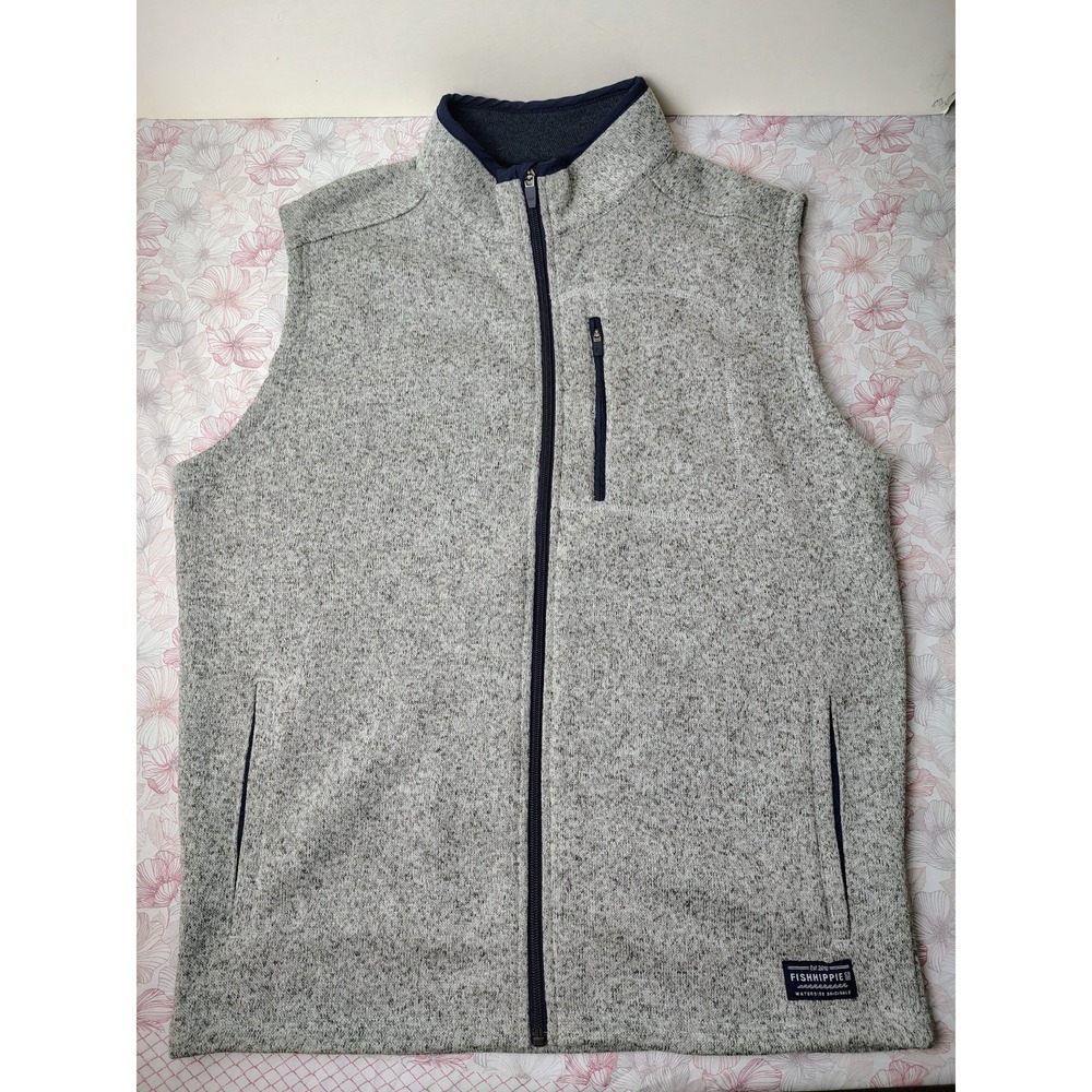 Fish Hippie Banyan Fleece Vest Full Zip– Gray Size L